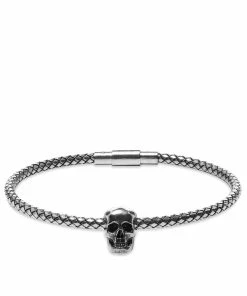 Alexander McQueen Metal Cord Skull Bracelet