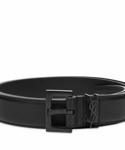 Saint Laurent Metal Logo Leather Belt