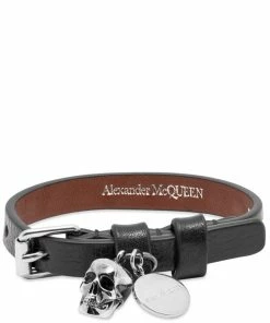 Alexander McQueen Stud Single Wrap Skull Bracelet