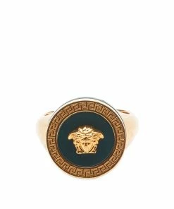 Versace Medusa Head Onyx Set Signet Ring