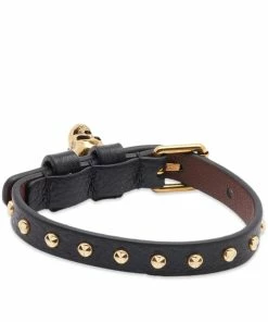 Alexander McQueen Stud Single Wrap Skull Bracelet