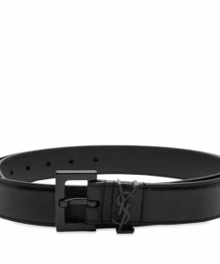 Saint Laurent Metal Logo Leather Belt