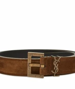 Saint Laurent Metal Logo Suede Belt