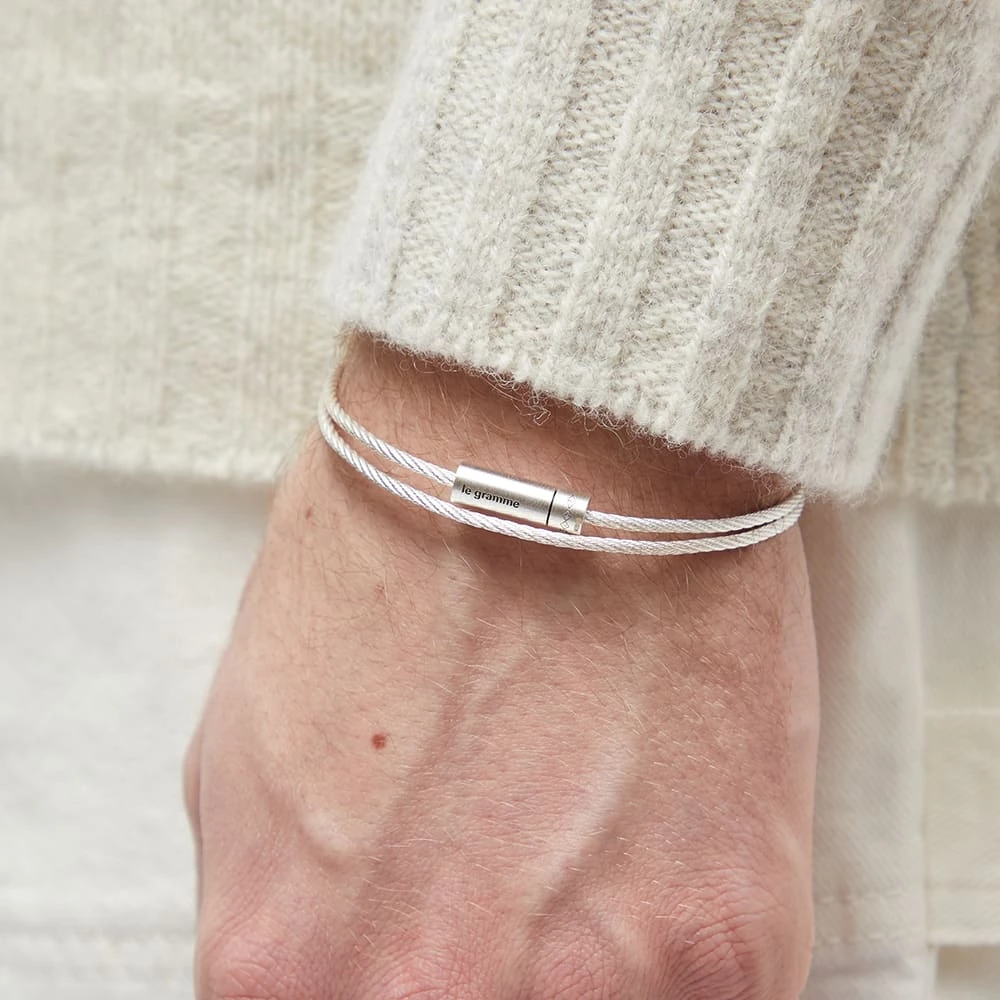 Le Gramme Brushed Double Cable Bracelet - Image 3